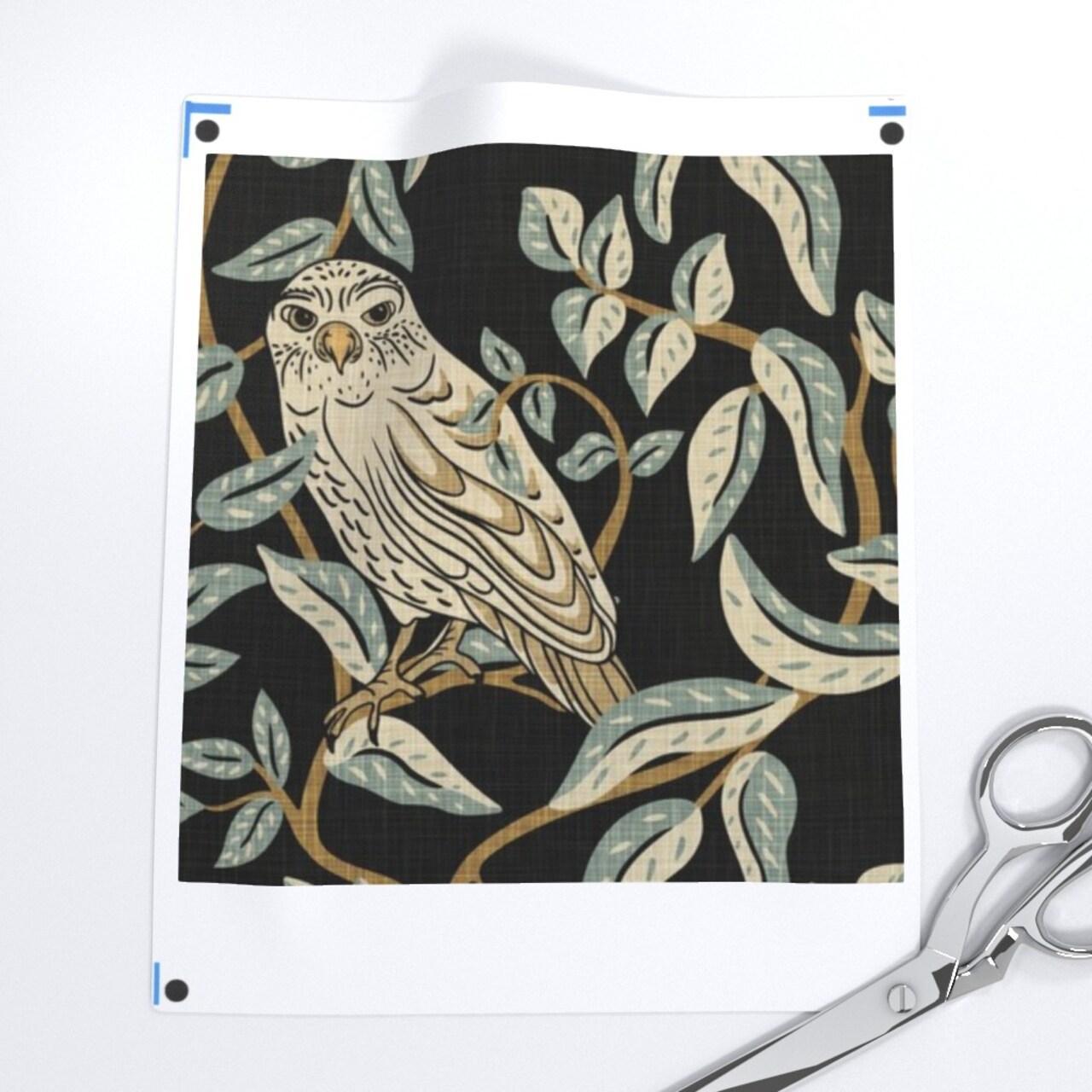 Little Owl Damask William Morris Farmhouse Arts And Crafts Birds Of Prey Soft Green Transitional Climbing Vines Custom Pre-pasted Wallpaper by Spoonflower Pre-Pasted Wallpaper 2FT Wide